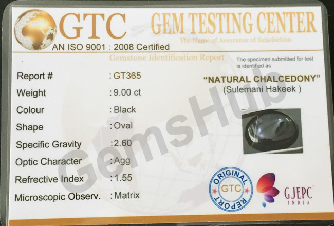 Natural Certified Sulemani Black Hakik Stone, weig